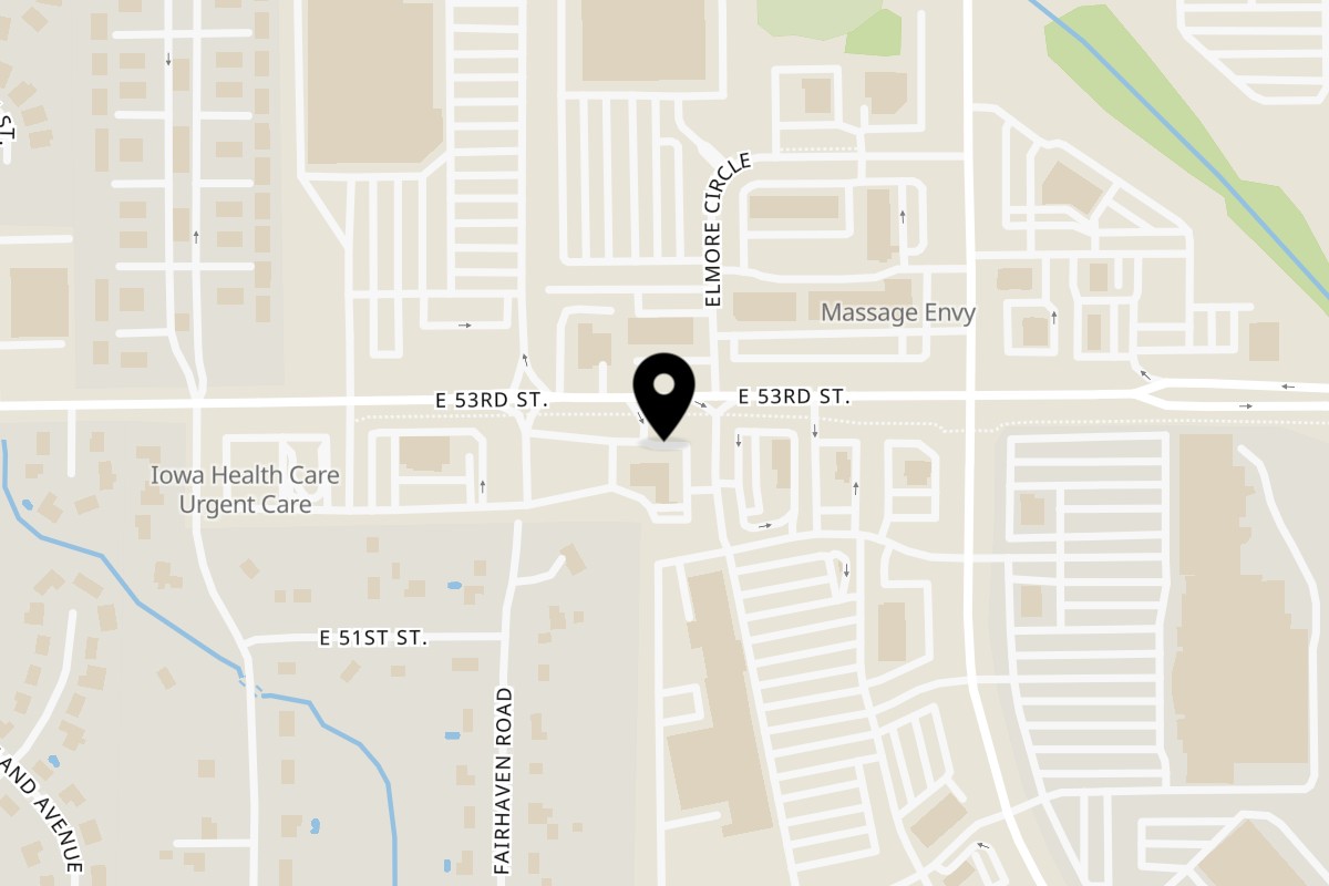 Map showing the location of Los Amigos Davenport on 2843 East 53rd Street in Davenport